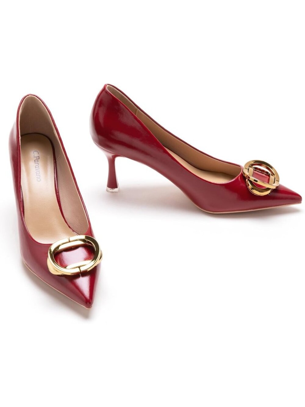 C.Paravano Women's Pumps | Kitten Heels | Pointed Toe | Low Heel | Dressy